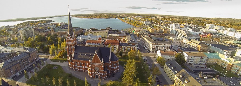 En flygbild över Luleå